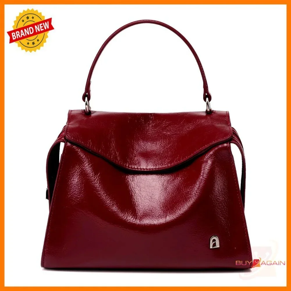 Small Leather Shoulder Bag Crossbody Purse with Top Handles